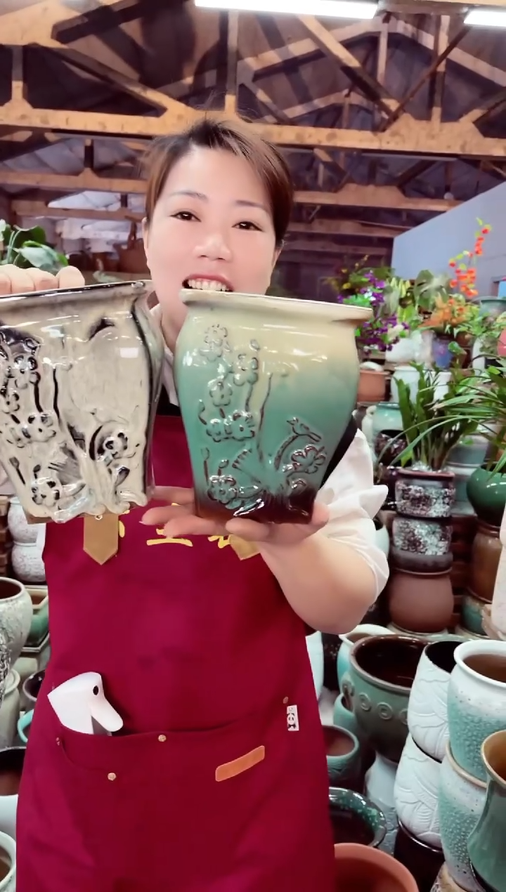 紫砂花盆高16口14