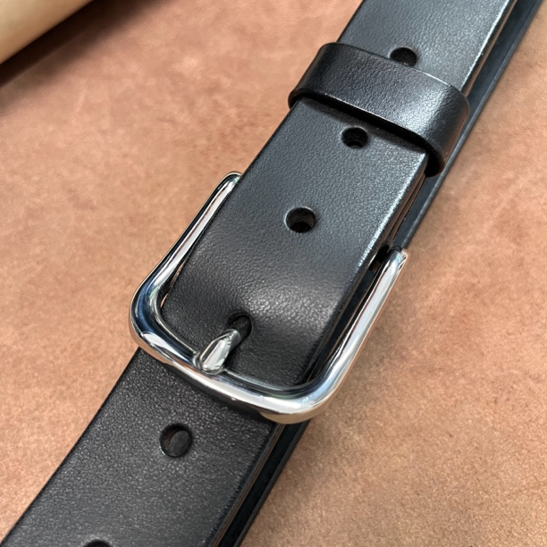 （全钢圆D字扣3.4宽）定制手工皮带头层牛皮无夹层带身真皮时尚经典