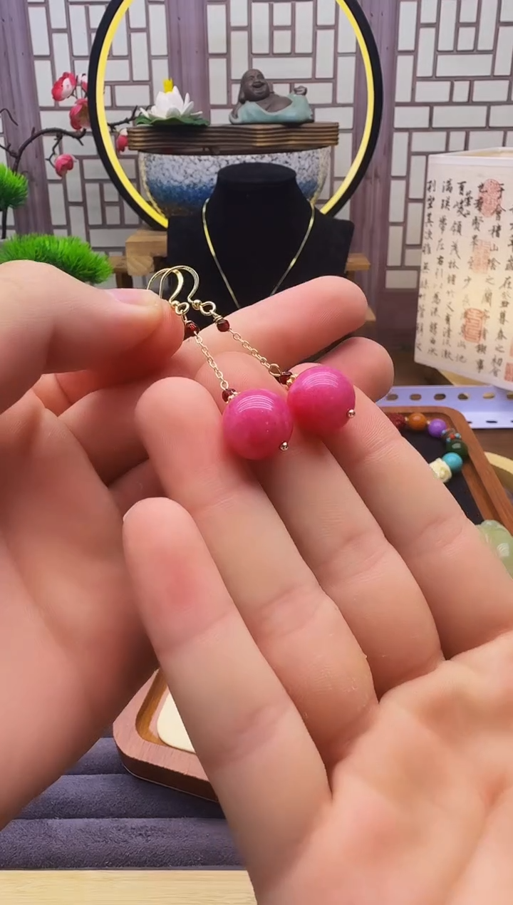 碧玺耳饰14K金镶嵌E190