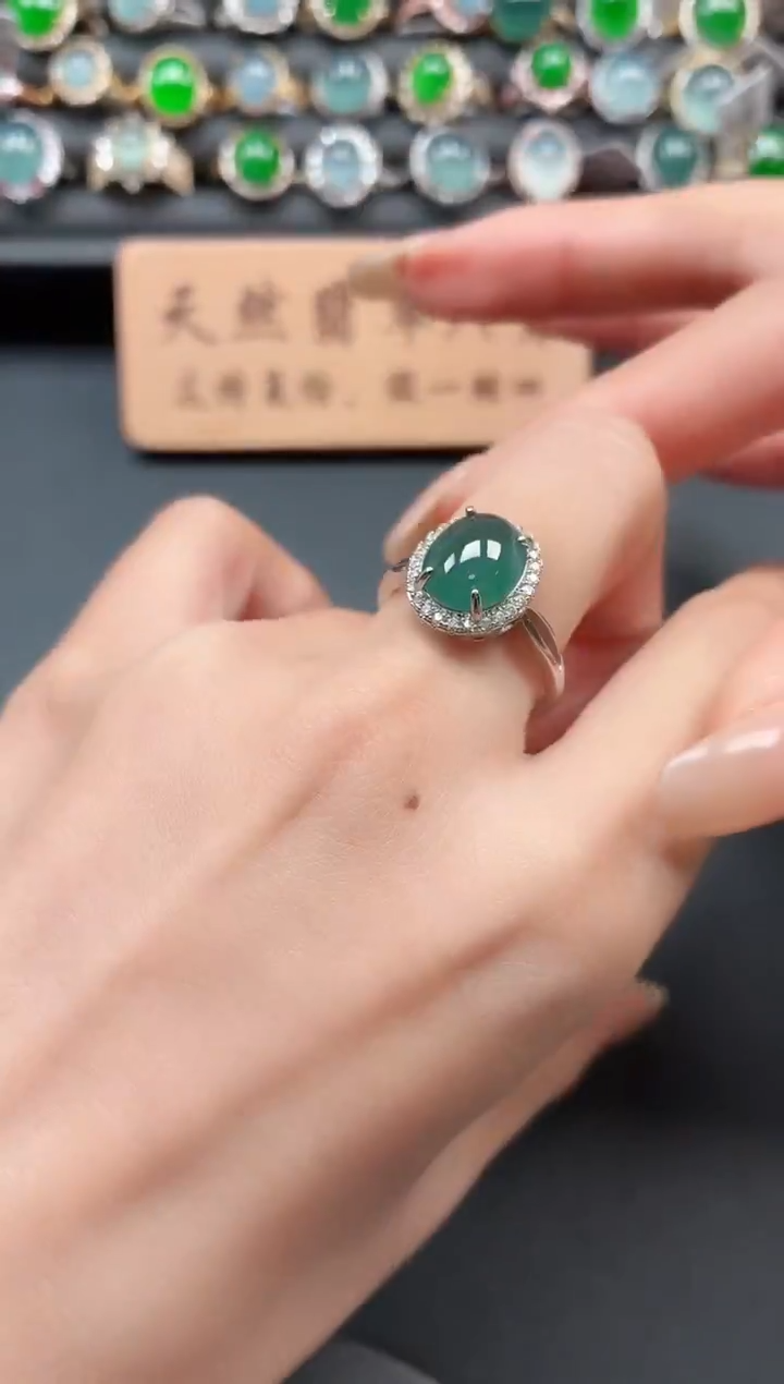 银S925镶嵌戒指翡翠11