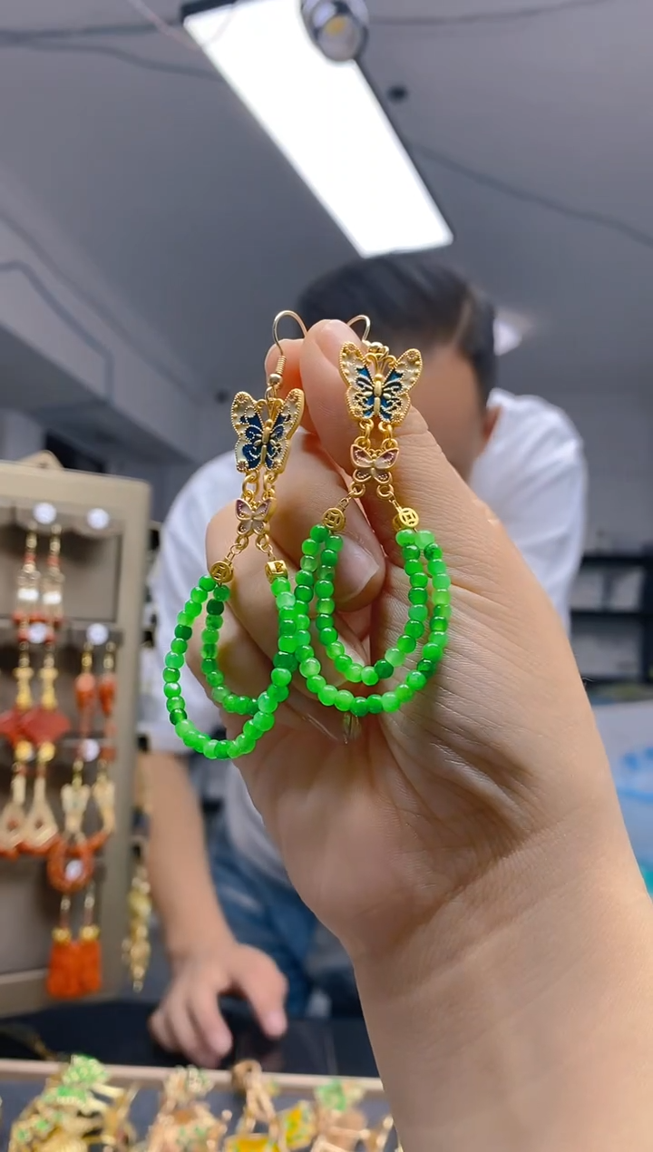 【闪购商品】翡翠耳饰合金170翡翠耳钩