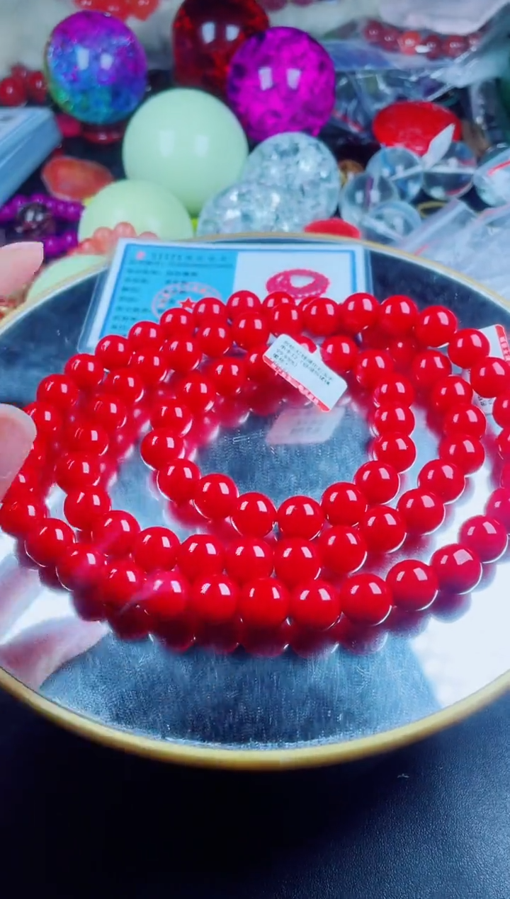 硅化珊瑚（珊瑚玉）未镶嵌颈饰红珊瑚项链套装卡12