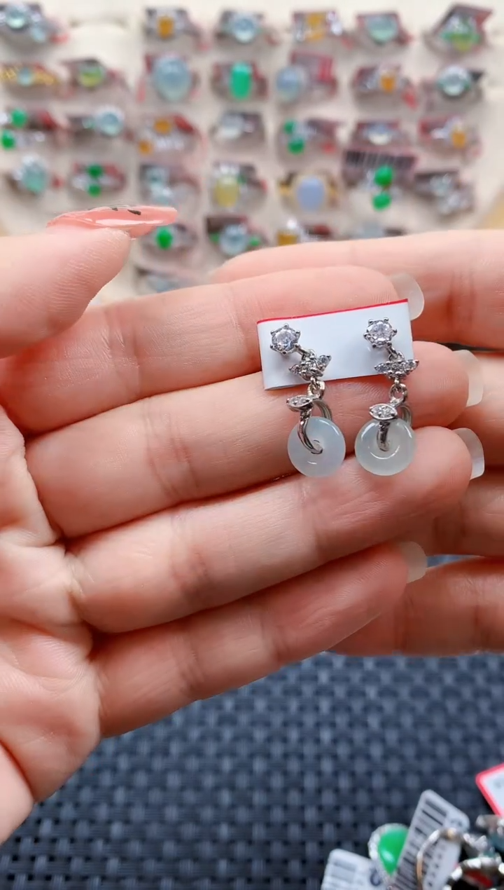 银S925镶嵌戒指翡翠天然A货缅甸翡翠