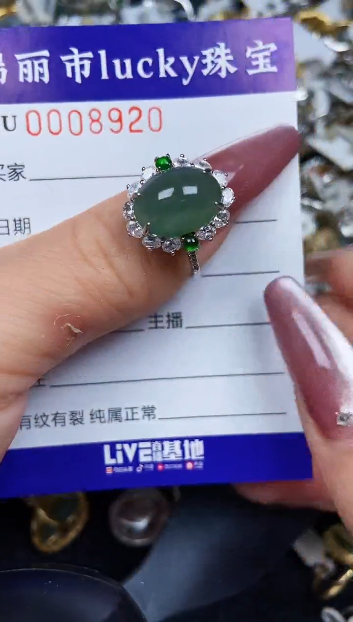 翡翠银S925镶嵌颈饰8920