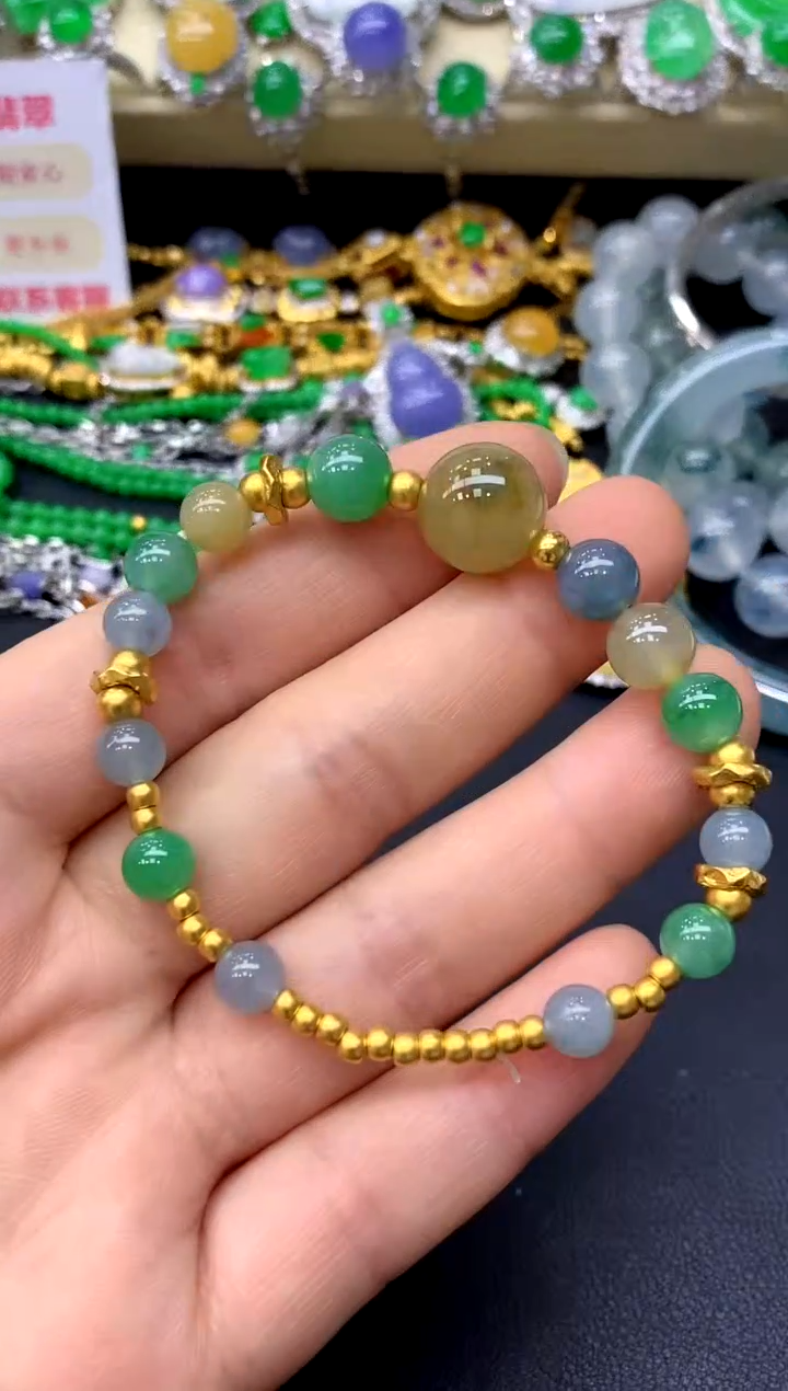 18K金镶嵌手链翡翠316-中国好珍宝
