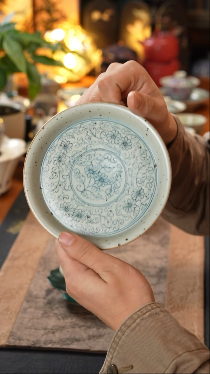 【闪购商品】寒芦窑手工手绘小野菊壶承