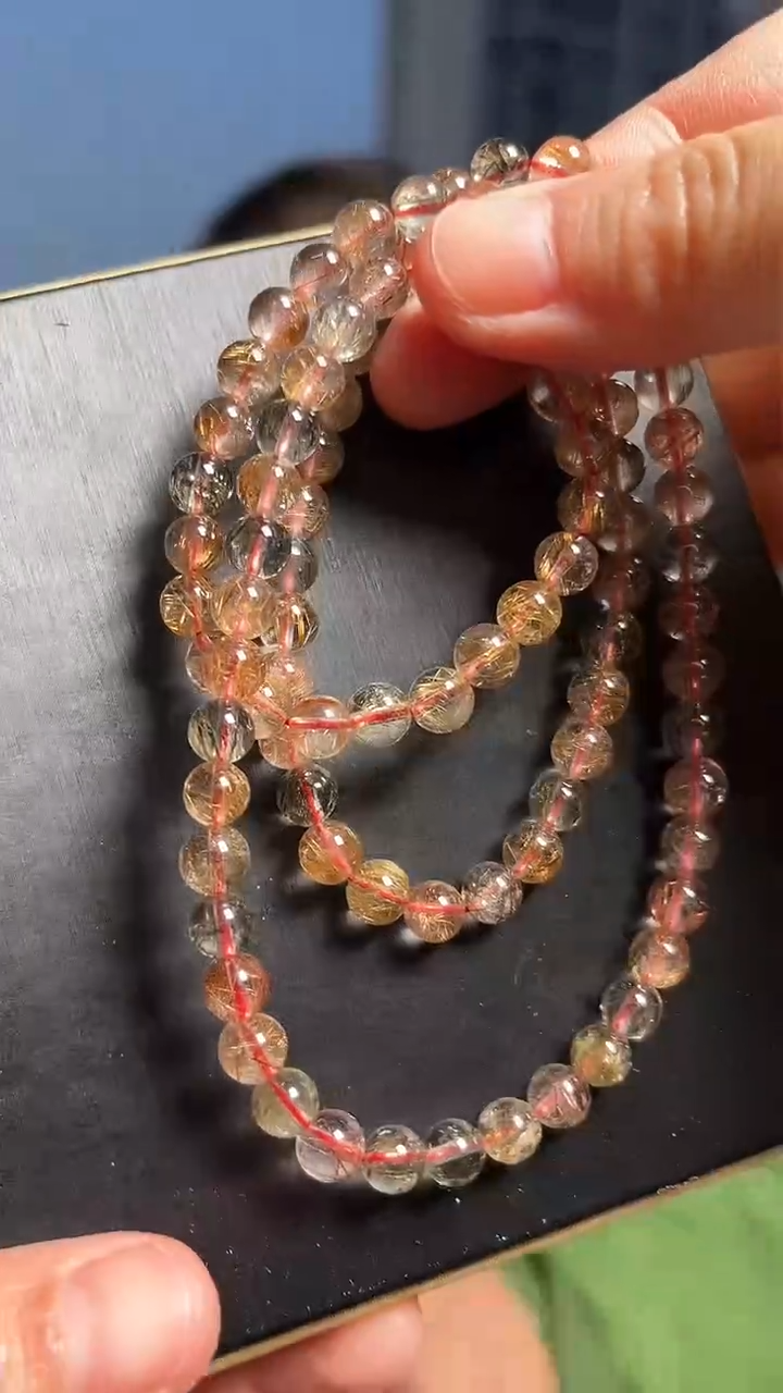 【闪购商品】发晶手链未镶嵌天然多圈彩发晶手串多样性发一6mm