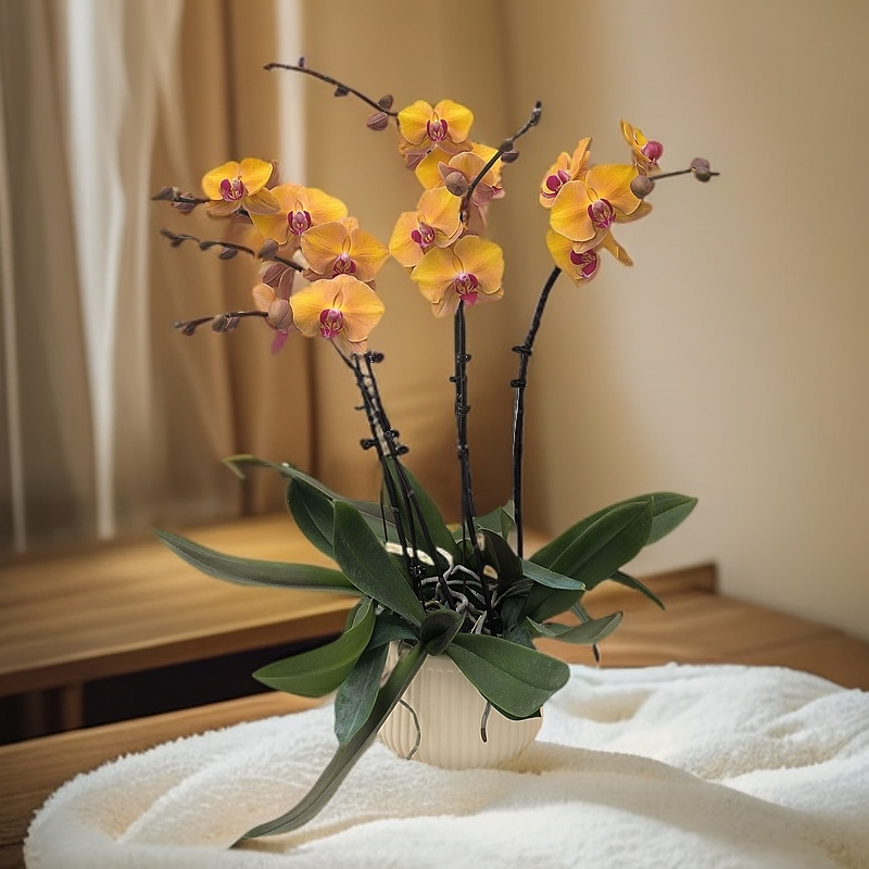 鲜花【焦糖】蝴蝶兰 好养耐养花期长 苗情优质 带花带花苞 基地直发