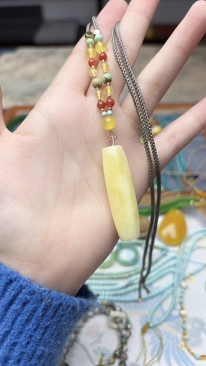 蜜蜡颈饰未镶嵌蜜蜡桶珠吊坠YZJ
