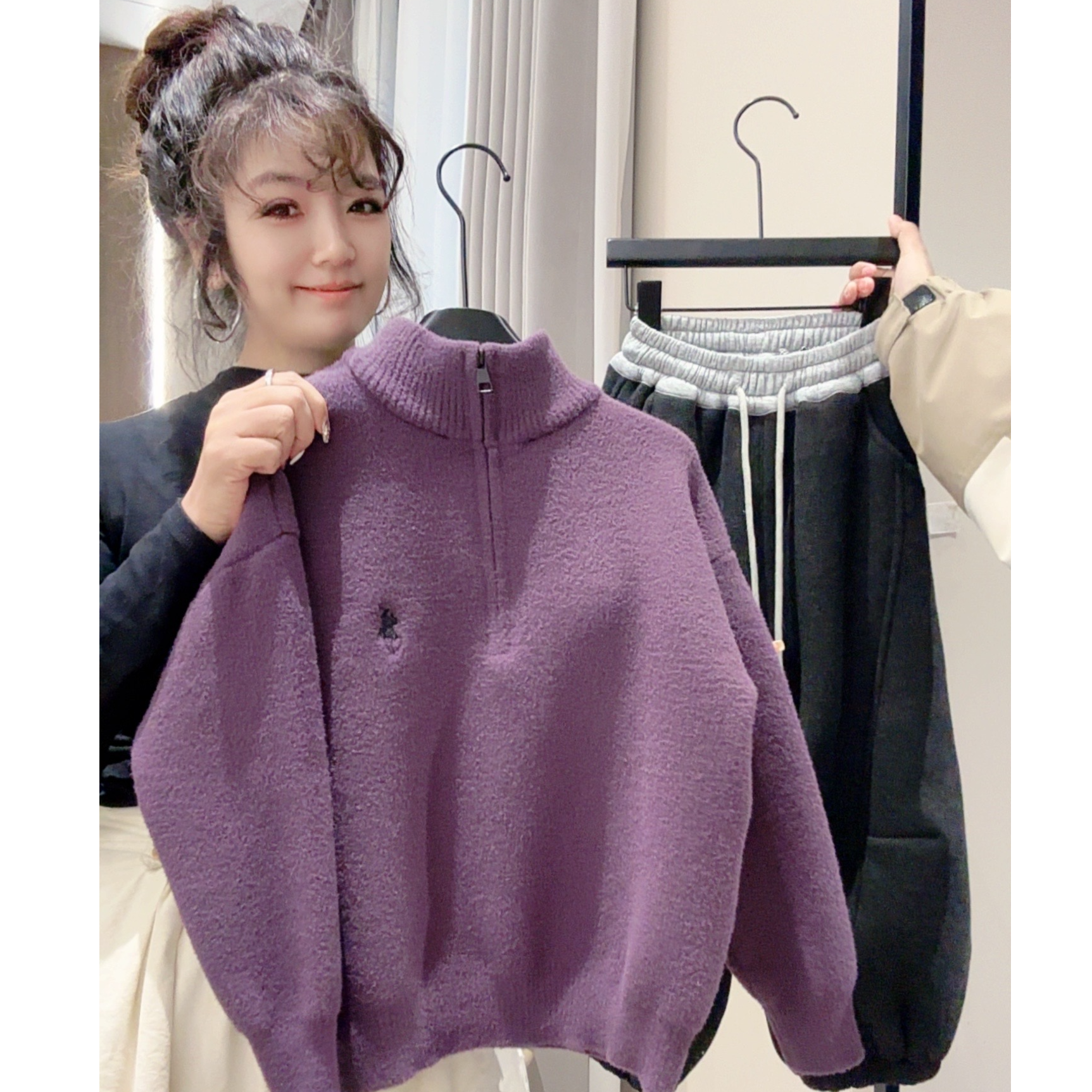 【不起球】紫气东来韩国绒中大童2025冬季毛衣百搭保暖针织衫秋冬