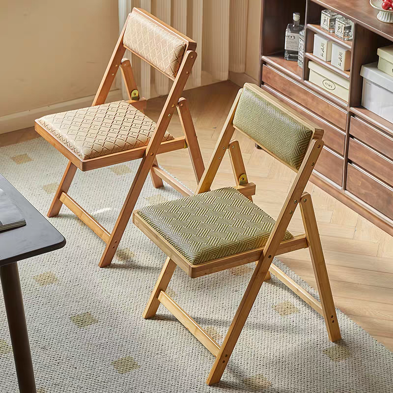 可折叠夏季凉席靠背座椅家用现代餐椅办公椅酒吧民宿日式休闲椅子