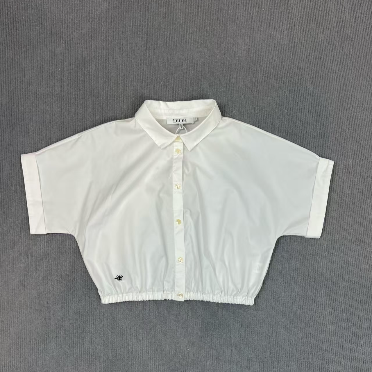 99新 DIOR/迪奥 2412227/13码/纯色蜜蜂刺绣短袖衬衫/7300