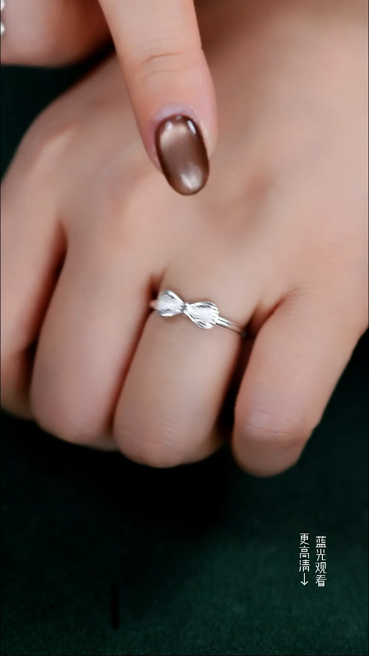 珐琅足银新款蝴蝶结戒指