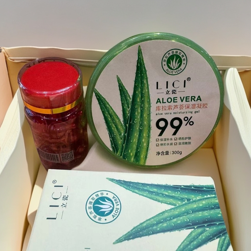 【时光倒流】芦荟保湿凝胶300克+富勒烯胎盘素活肤精华30粒