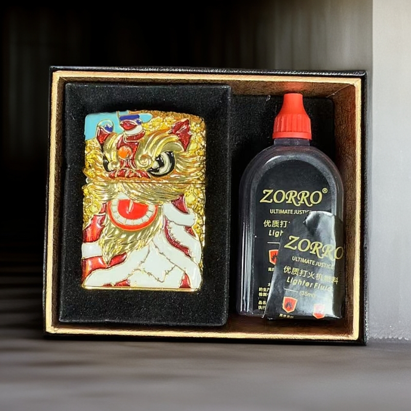 ZORRO3D浮雕夜光鸿运当头防风煤油套装打火机-176-火花优品