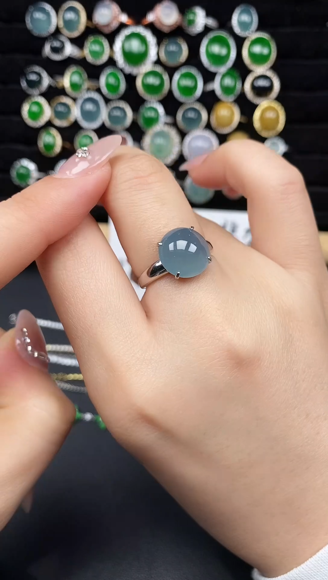 银S925镶嵌戒指翡翠30