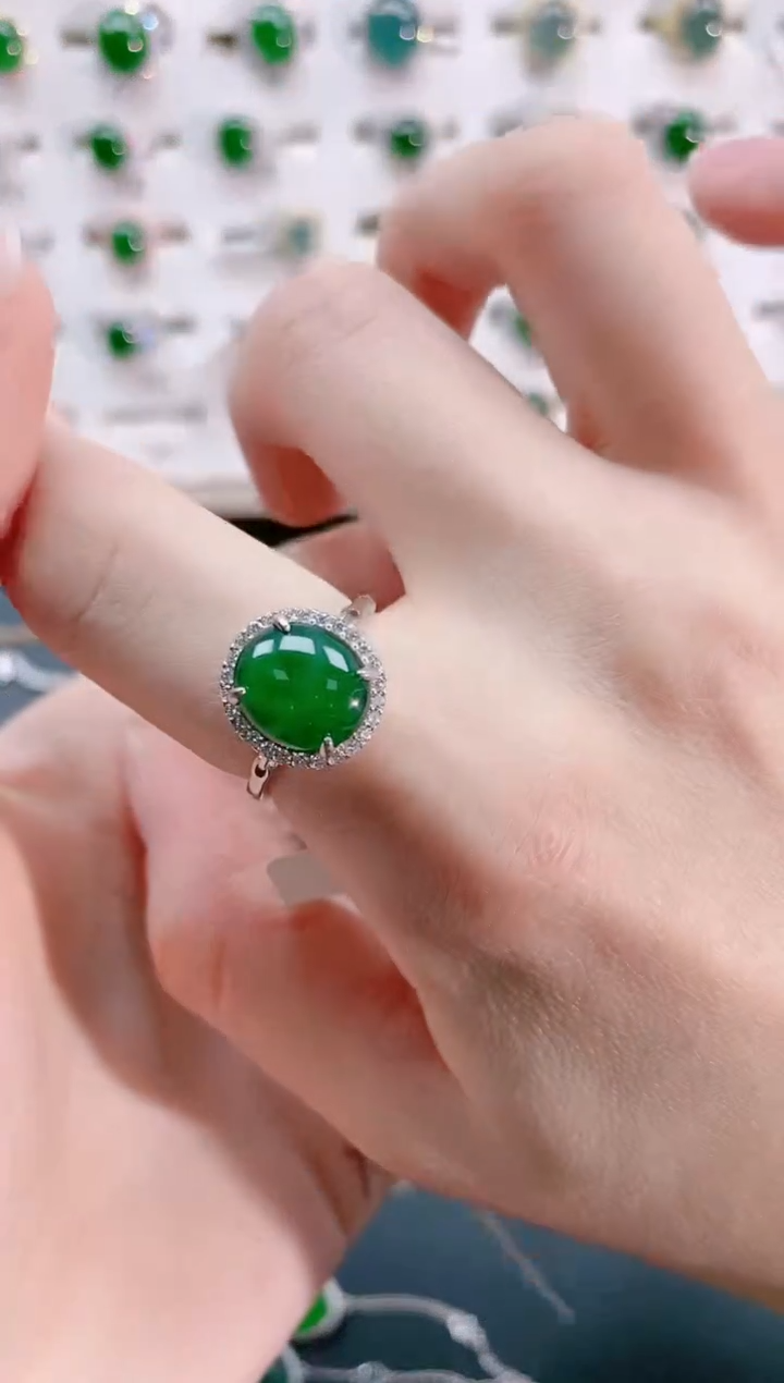 【闪购商品】翡翠戒指银S925镶嵌天然翡翠