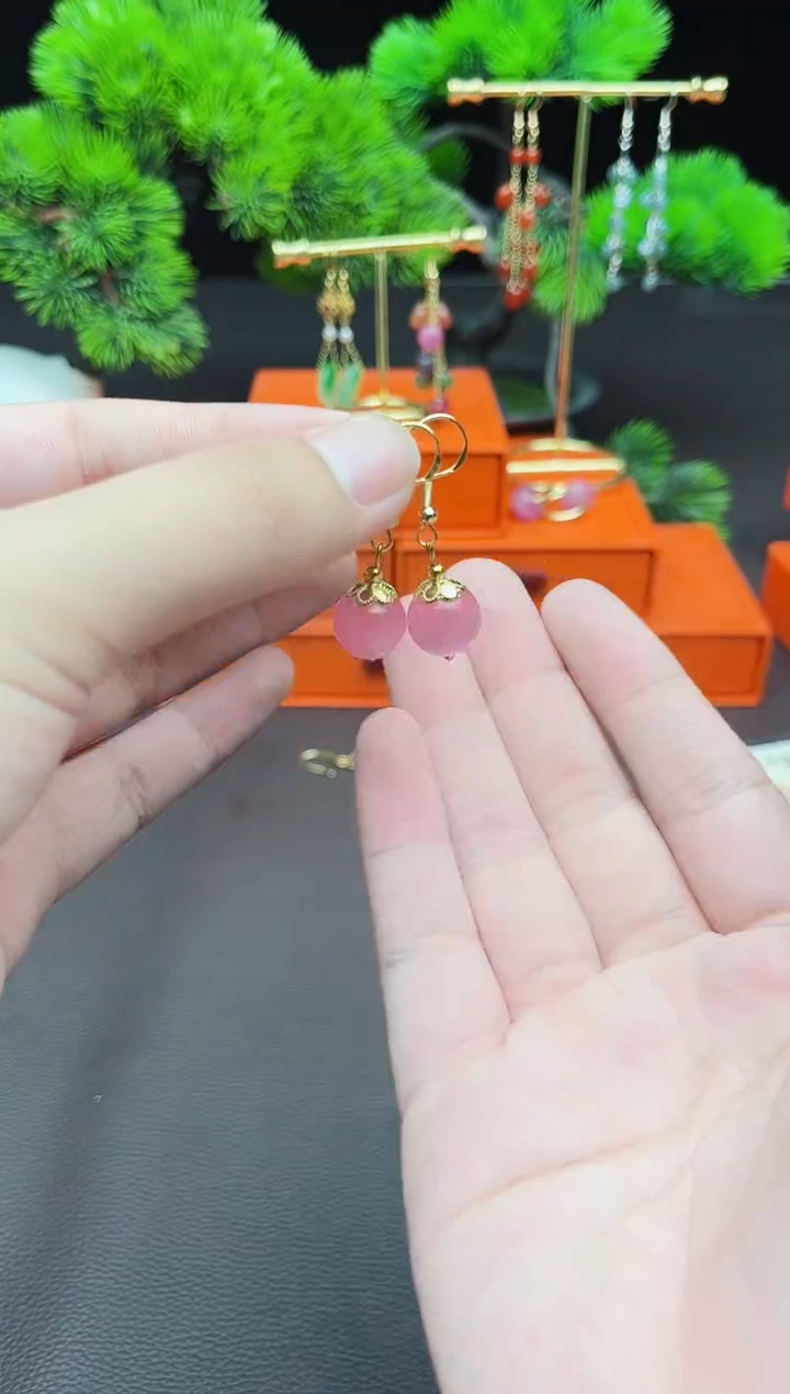 玛瑙/玉髓耳饰银S925镶嵌301        