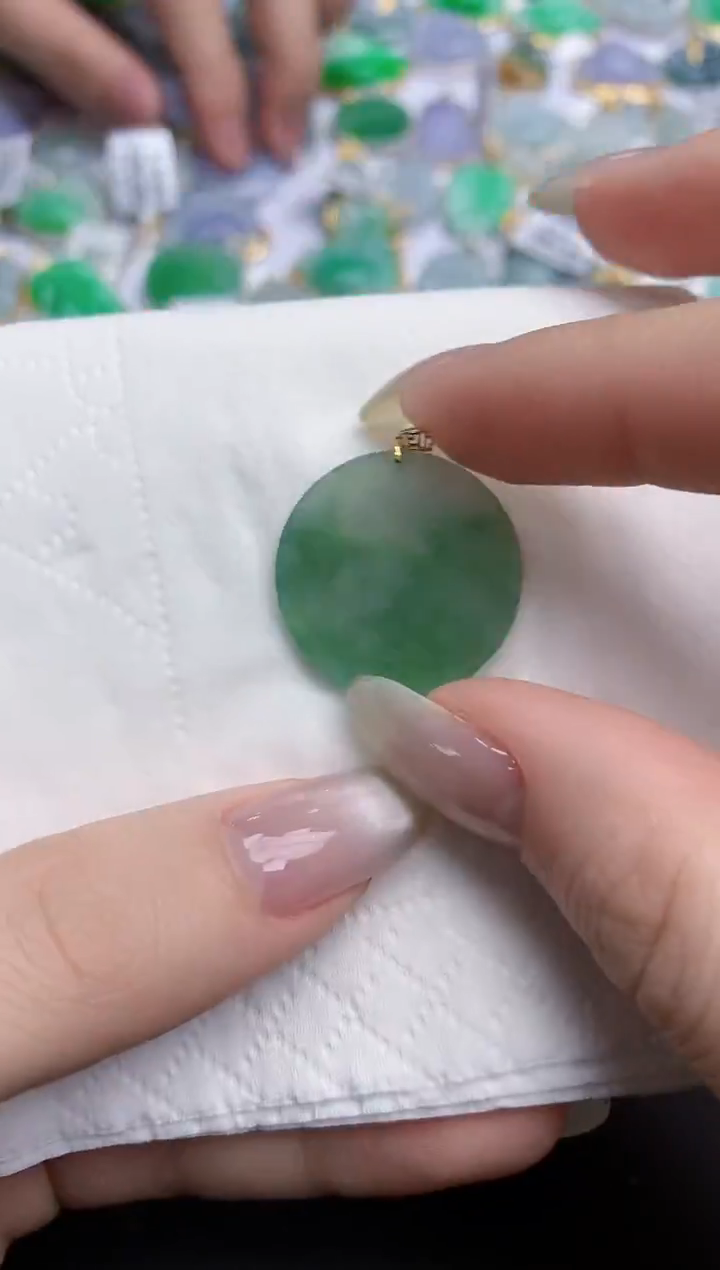 【闪购商品】翡翠颈饰18K金镶嵌天然缅甸翡翠A货