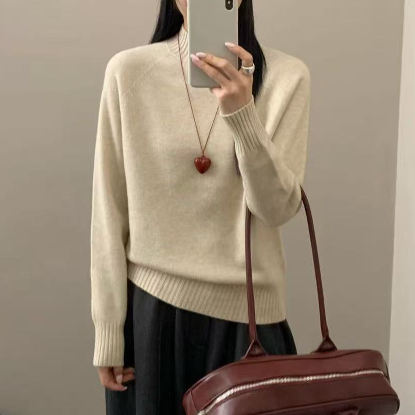 8462号992916#秋冬纯色韩系多色百搭一线成衣中领毛衣（预）