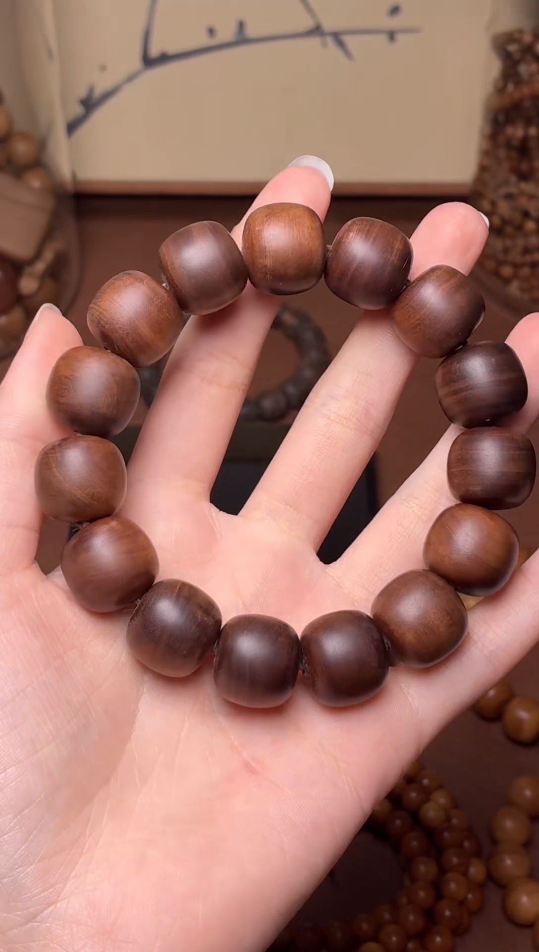 檀香木手串/手链1415老型珠老山檀单圈微瑕