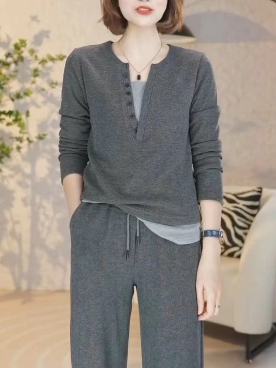 910德绒女士睡衣V领长袖长裤套装秋冬季女士家居服女士睡衣