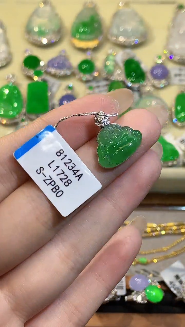 吊坠(不含链)18K金镶嵌翡翠F多样性发其一