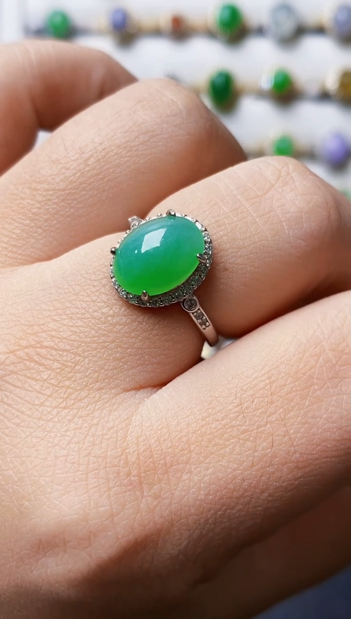 银S925镶嵌戒指翡翠1241