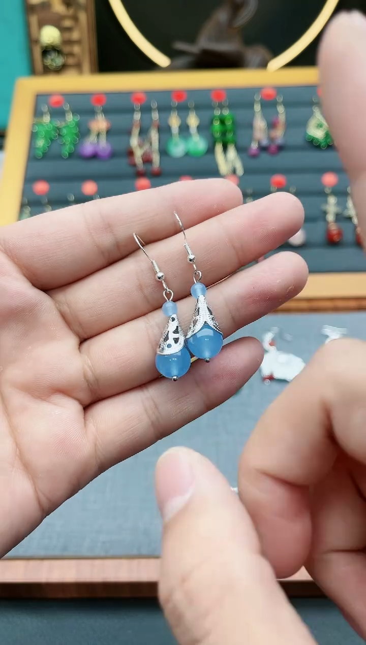 【闪购商品】玛瑙/玉髓耳钉银S925镶嵌420000