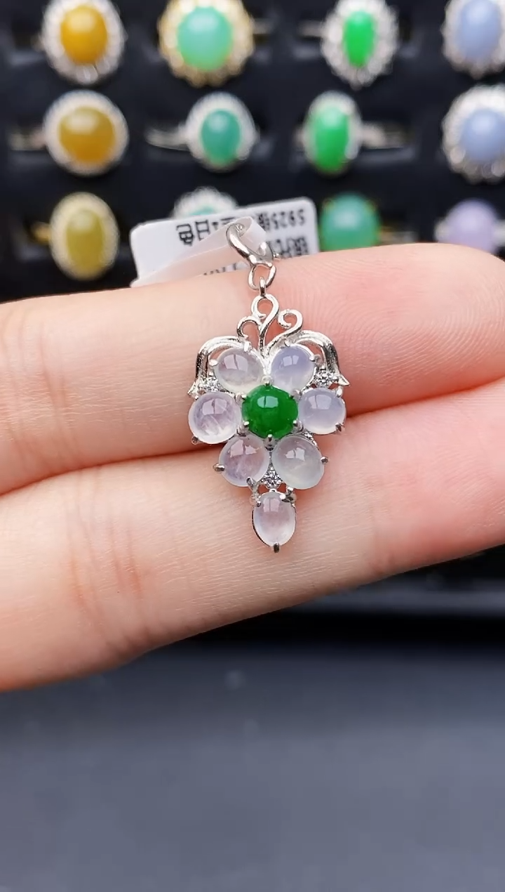 银S925镶嵌戒指翡翠8129