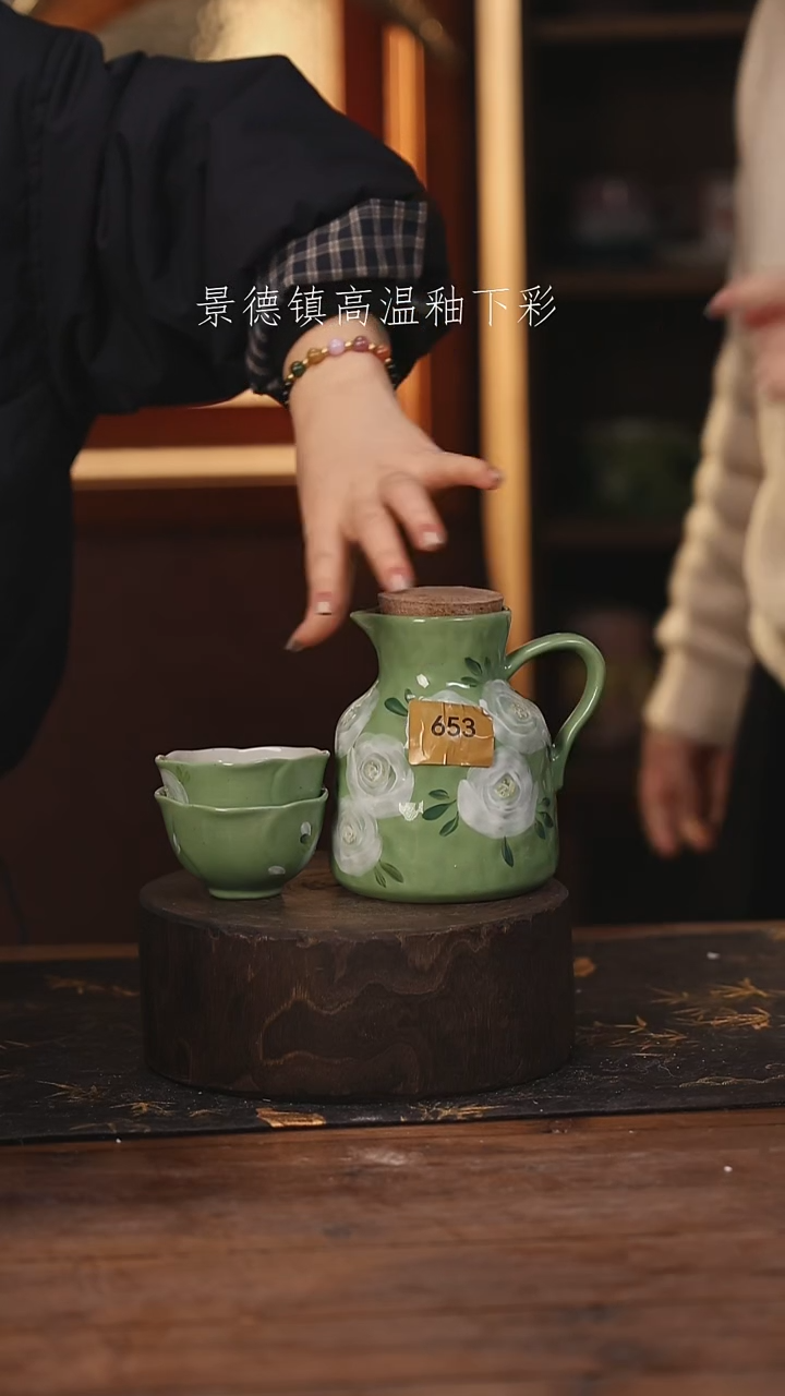 陶瓷景德镇高温釉下手绘陶瓷@L653@