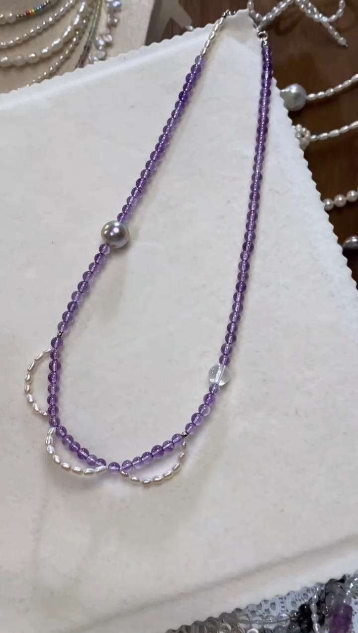 淡水珍珠银S925镶嵌颈饰设计款