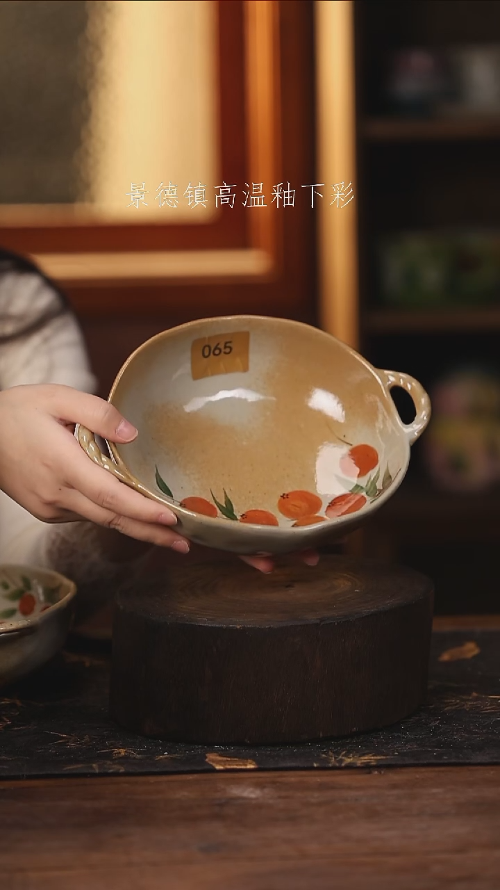 陶瓷景德镇高温釉下手绘陶瓷@L065@