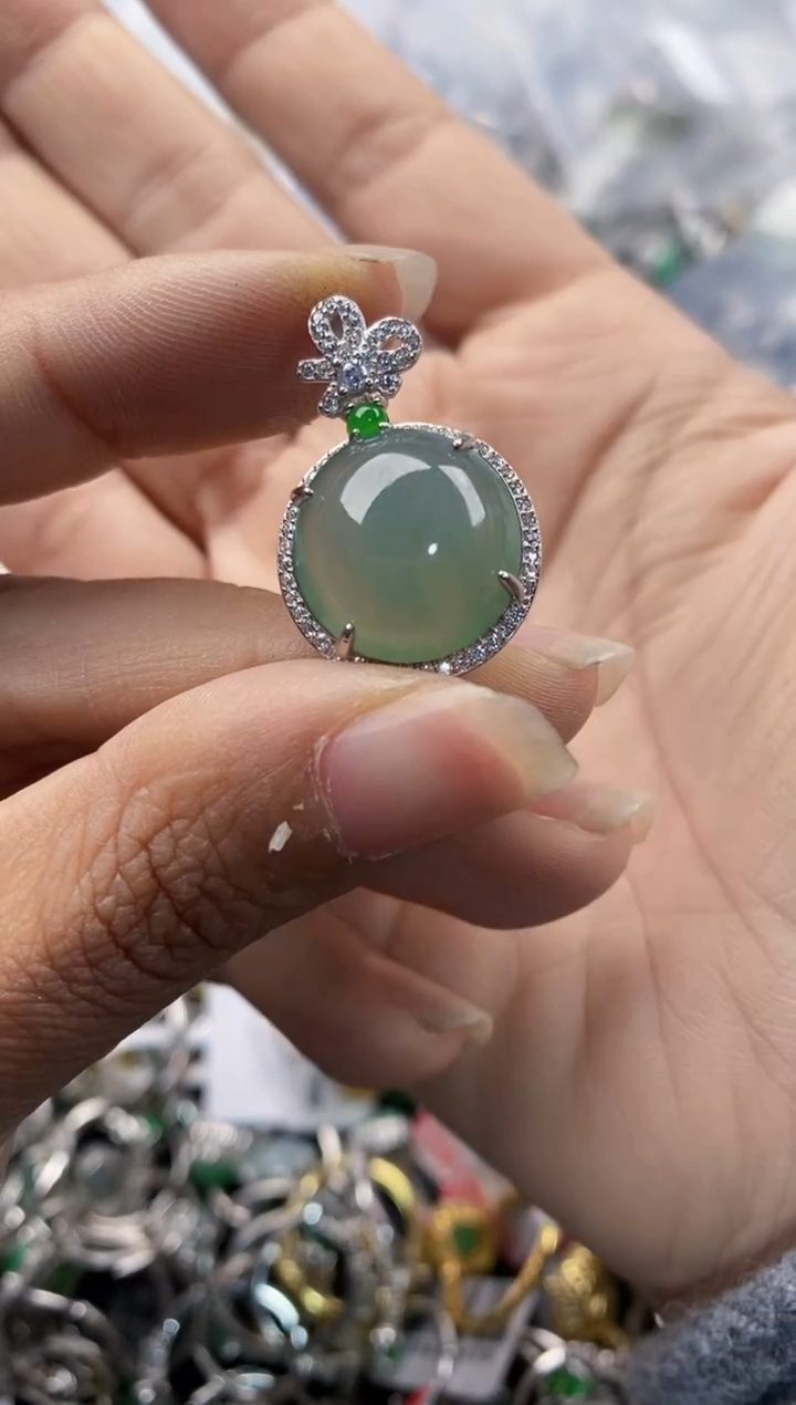 银S925镶嵌戒指翡翠1010---3