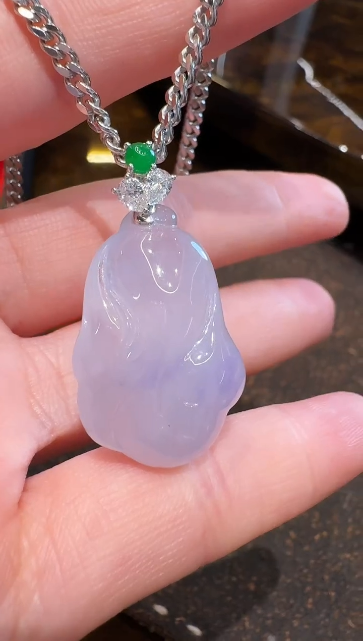 吊坠(不含链)18K金镶嵌翡翠吊坠