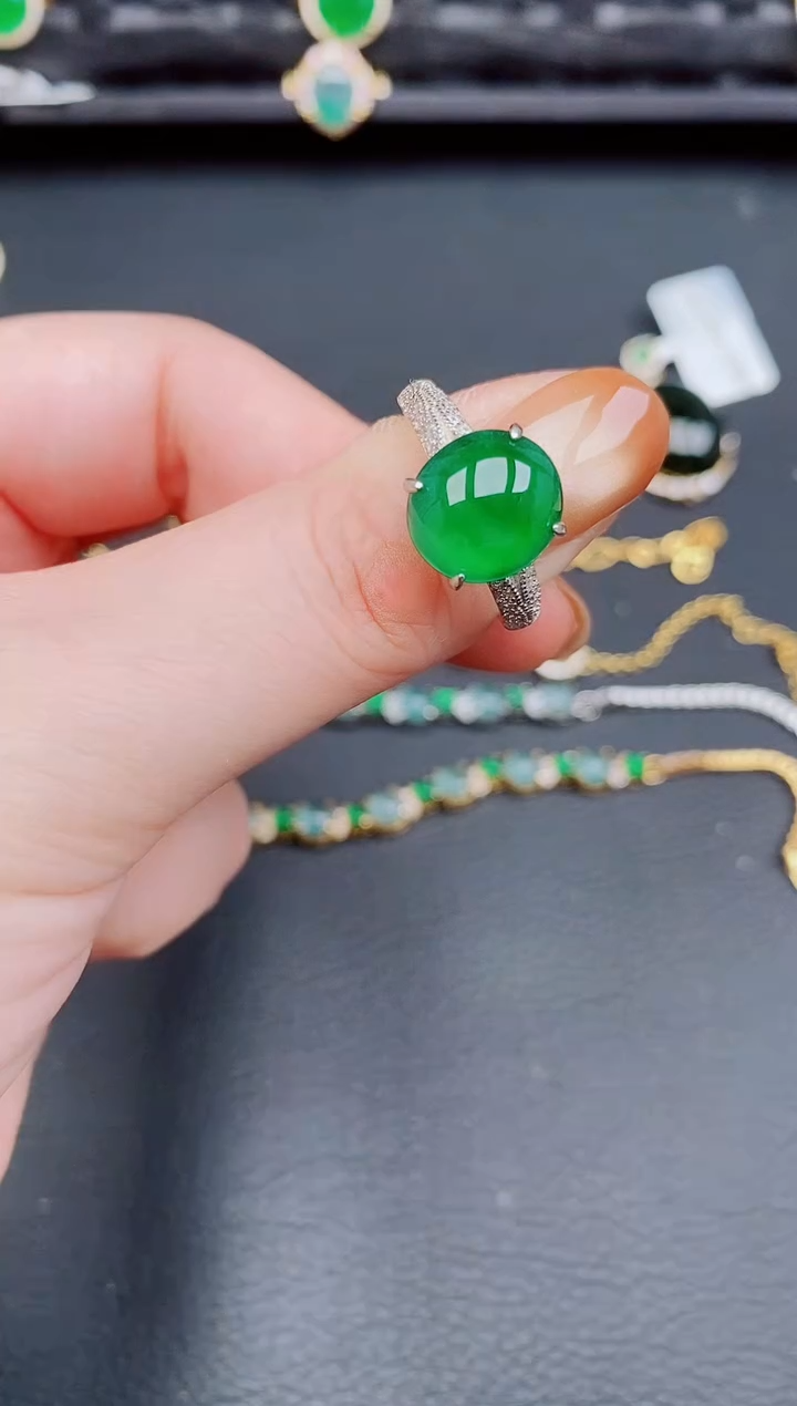 【闪购商品】翡翠戒指银S925镶嵌天然a货翡翠273