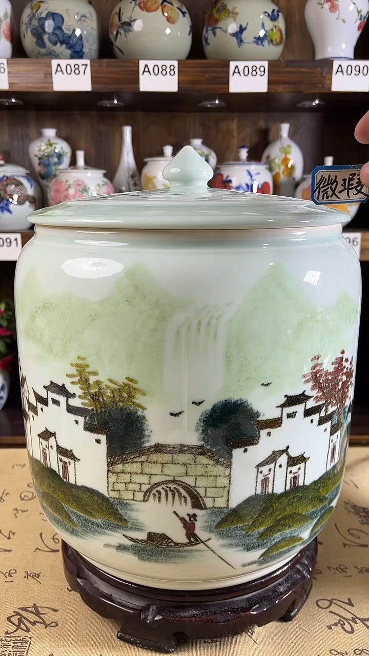 【闪购商品】纯手工手绘江南水乡大号2储物罐