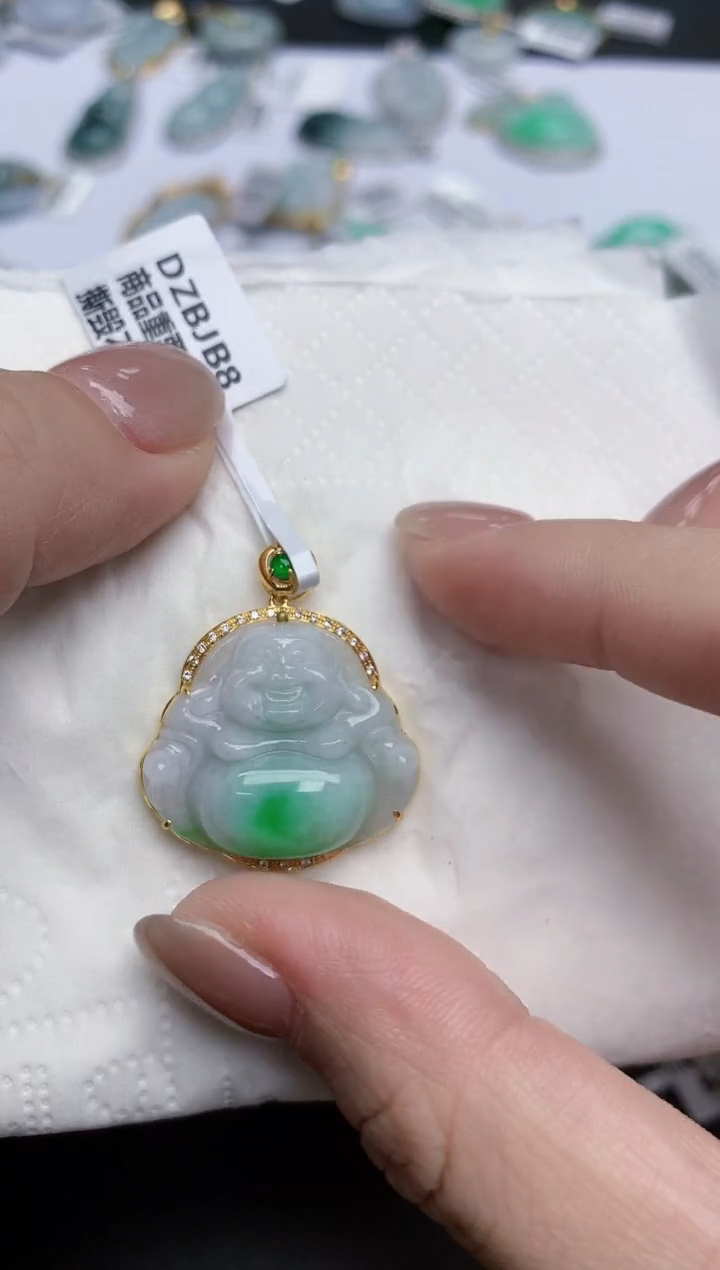 【闪购商品】翡翠颈饰18K金镶嵌天然缅甸翡翠A货