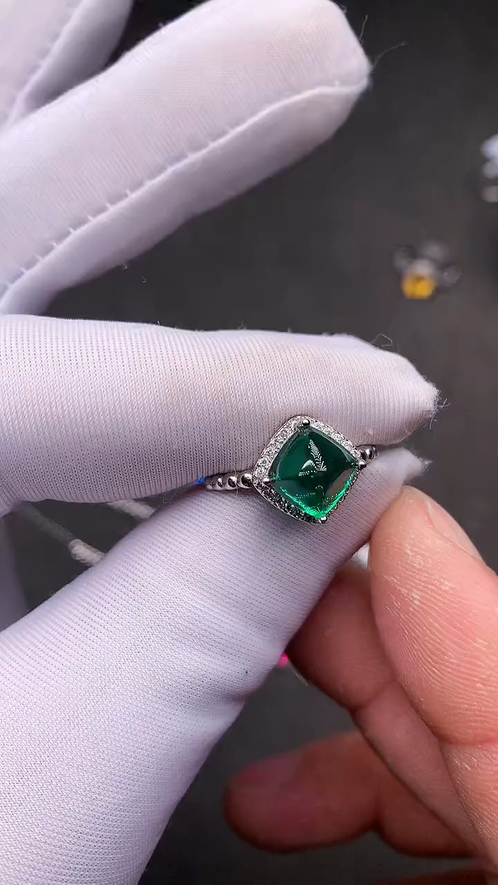 【闪购商品】祖母绿戒指银S925镶嵌.......