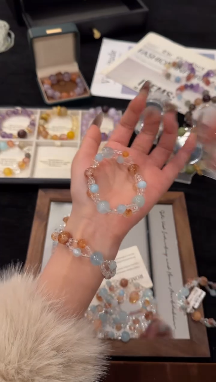 未镶嵌手链水晶海蓝宝双股x3408