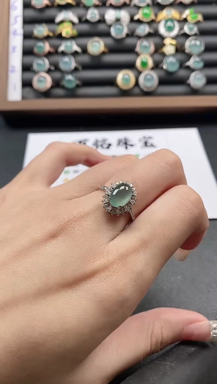 银S925镶嵌戒指翡翠51511