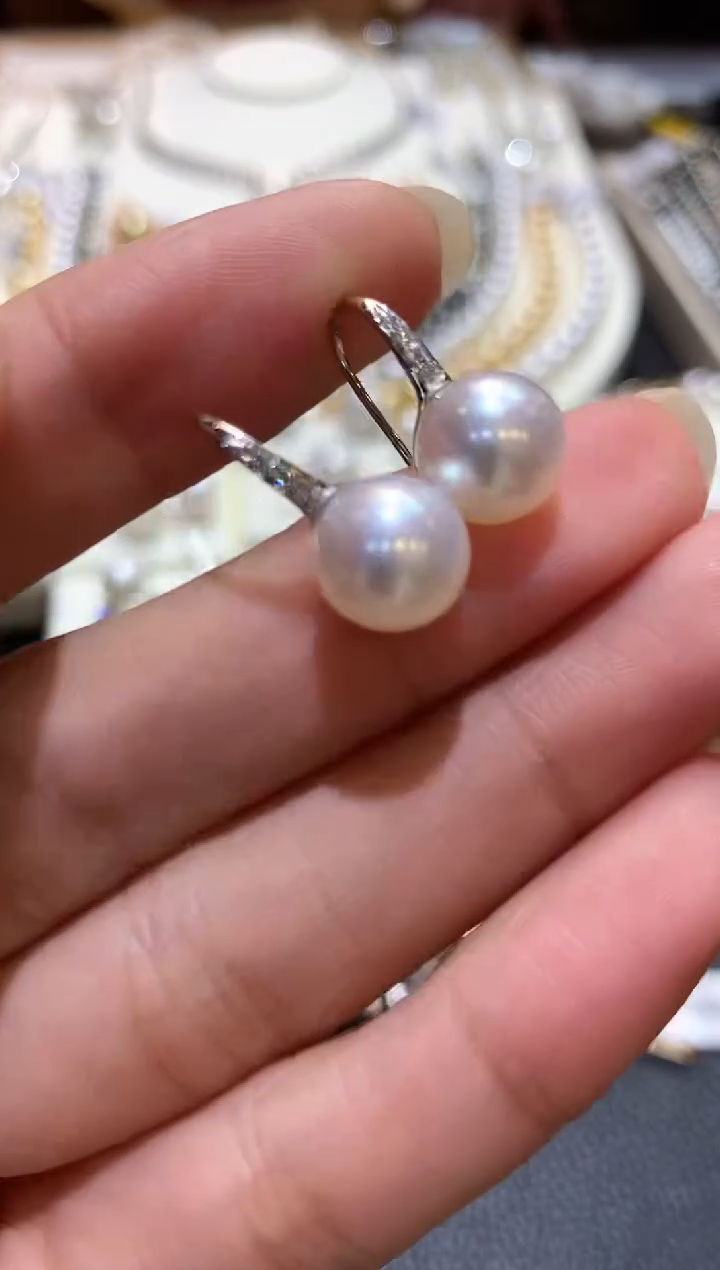 18K金镶嵌耳饰海水珍珠m121  