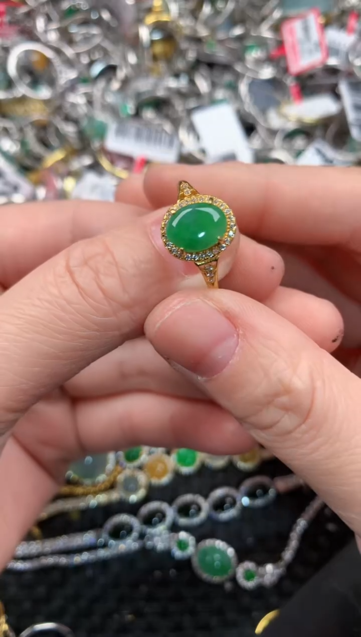 银S925镶嵌戒指翡翠11   3