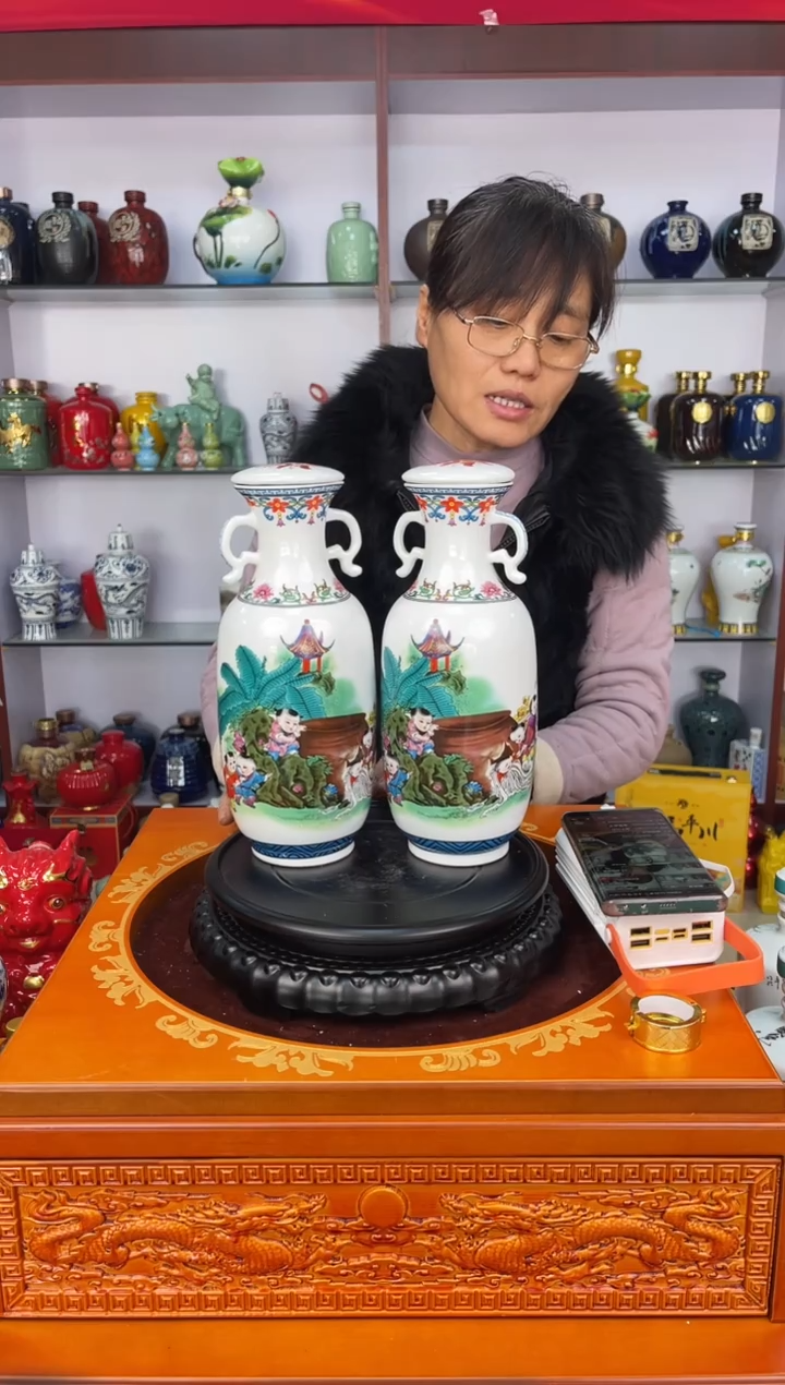 瓶瓷  2斤装高白泥双耳冬瓜2个    陶瓷空酒坛