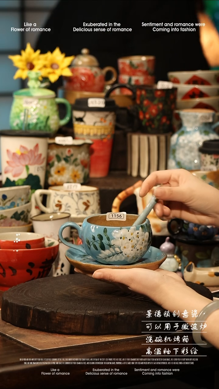 陶瓷景德镇高温釉下彩手工手绘款式@A1156@