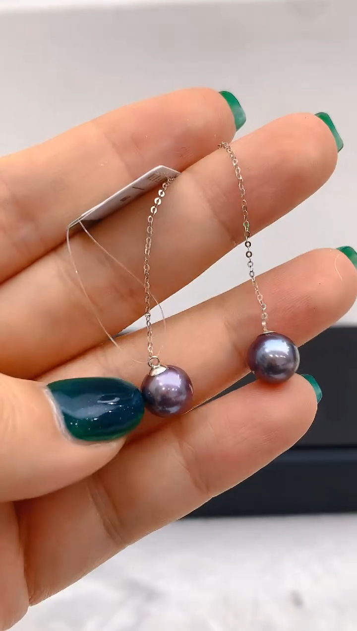 【闪购商品】淡水珍珠耳饰18K金镶嵌189 8-9mm