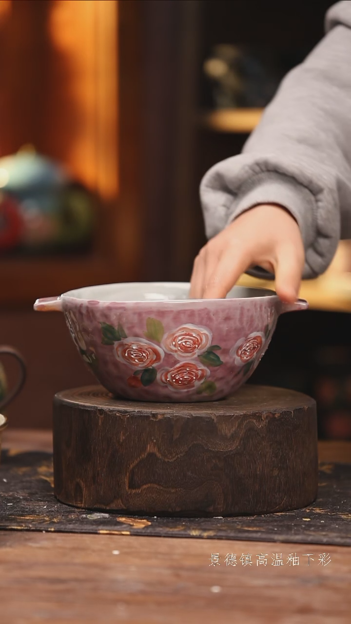 陶瓷景德镇高温釉下手绘陶瓷@L470@