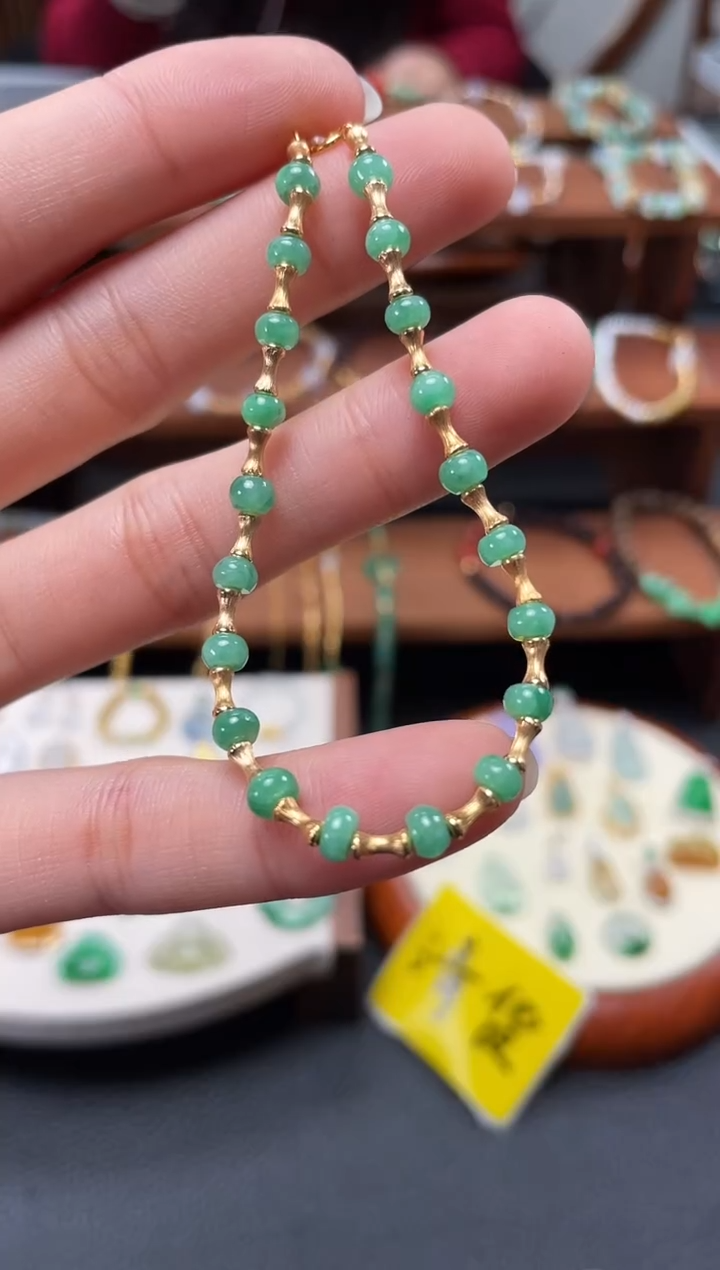 【闪购商品】翡翠套链18K金镶嵌一个  JK539