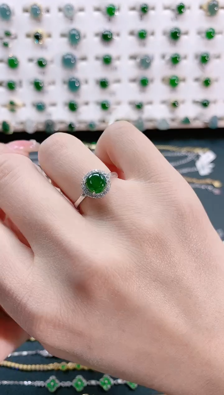 【闪购商品】翡翠戒指银S925镶嵌天然翡翠