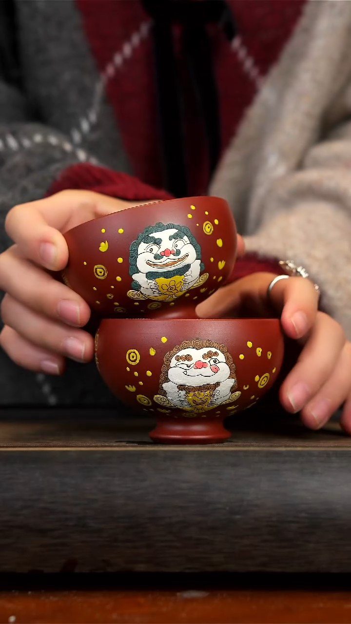 【闪购商品】紫砂茶壶大红袍招财进宝对杯